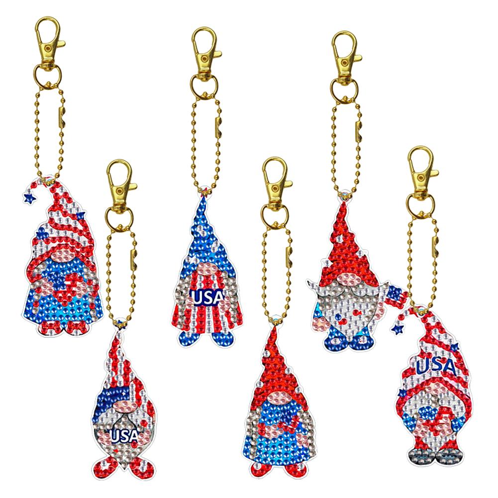 New Full Drill DIY Keychain Diamond Painting Pendant Diamond Mosaic Embroidery Kit Cute Bee Backpack Ornament Gift 5-6Pcs/set