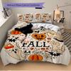 3pcs I Heart Fall Halloween Printed Duvet Cover Set (1 * Cover+2 * Pillowcase, Without Core), Suitable for Home Bedroom, Guest Room, Dormitory De
