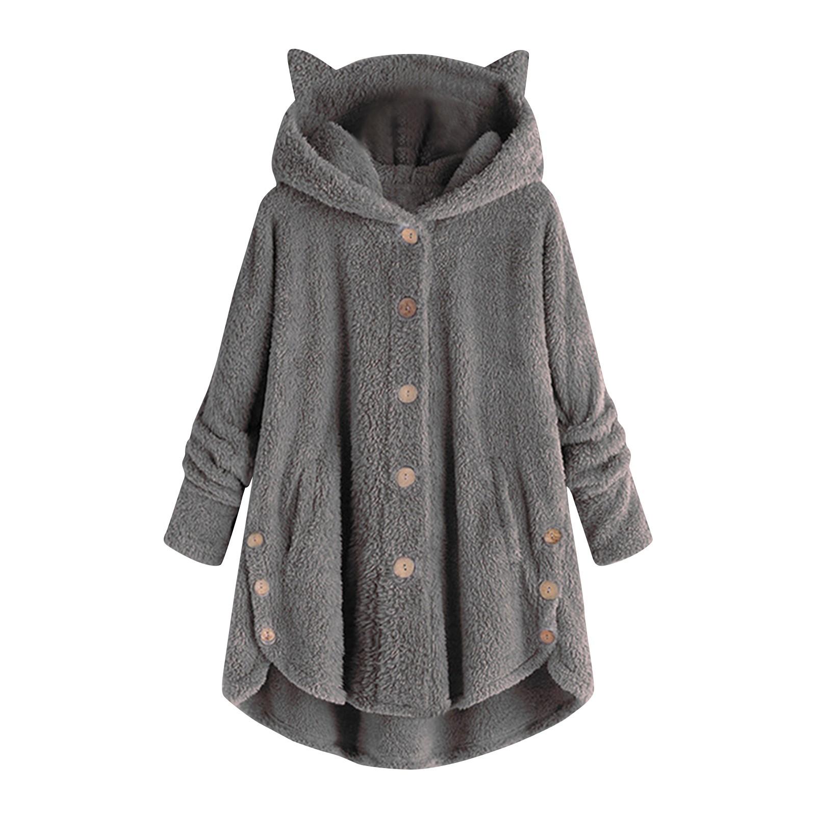 

Женская зимняя куртка из двухстороннего флиса, плюшевая, повседневная, свободная, с капюшоном, на пуговицах, свитер XXXXXL