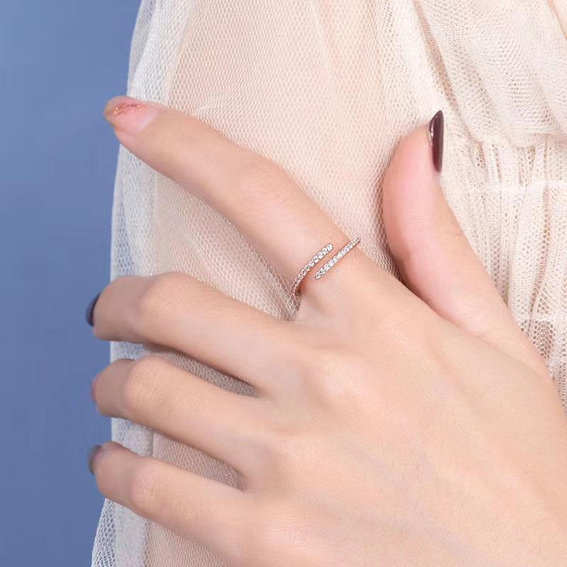 Mode Offener Ring Silber, Eleganter Verstellbarer Fingerring für Damen Alltagsschmuck