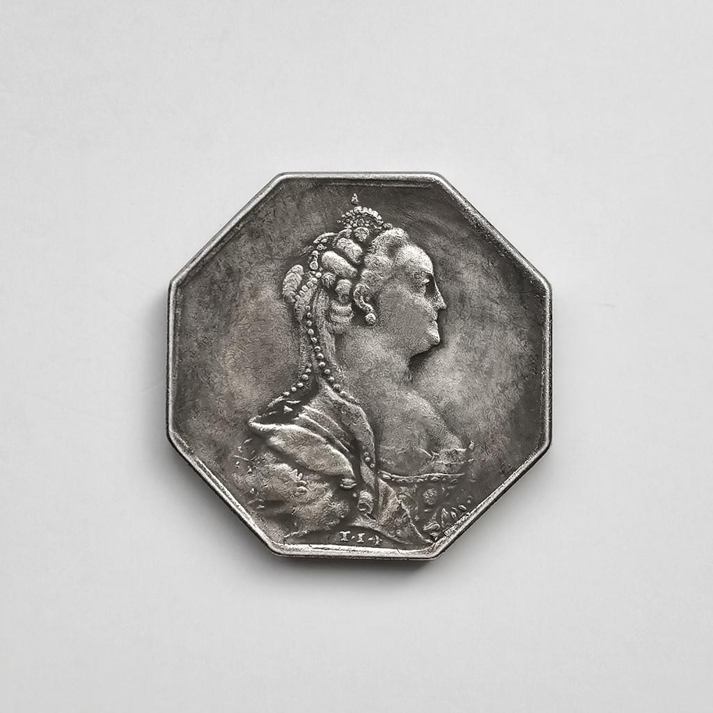 

Ретро-коллекционные монеты царя Екатерины II, копия императрицы России, восьмиугольная древняя серебряная монета 1pcs