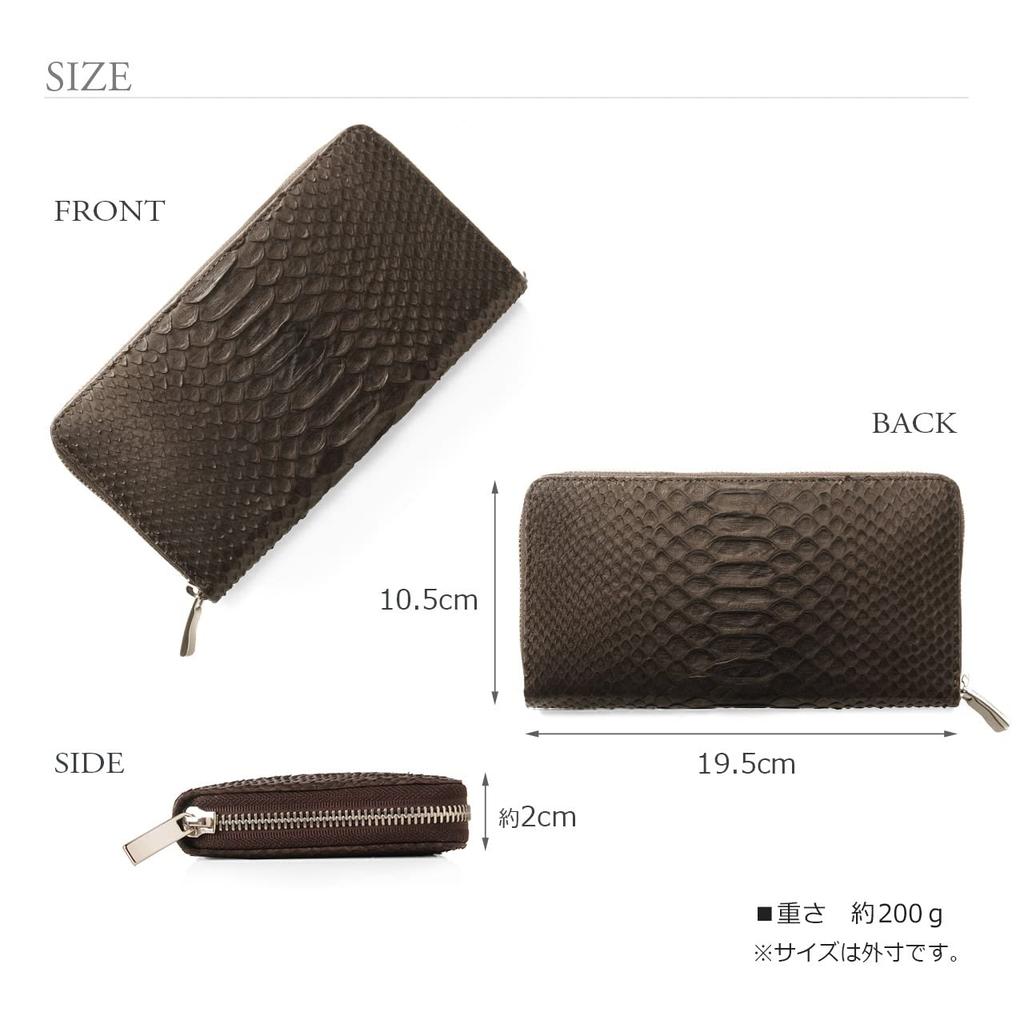 [HALEINE] Women's and Men's Long Wallet, Python Leather, Single Piece, Round Zipper: Cyprus