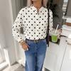 Loose Straight Stand Collar Long Sleeve Polka Dot Casual Commuter Shirt