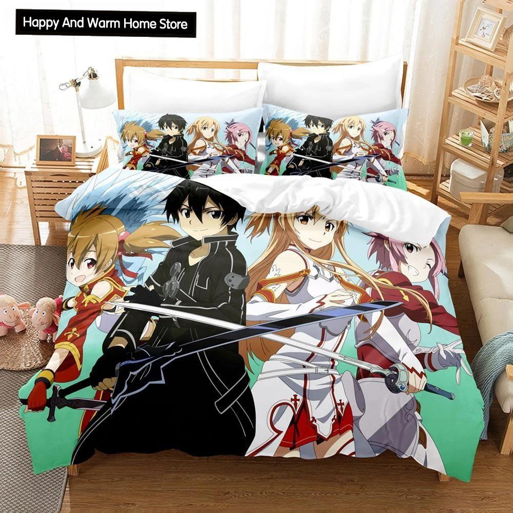 Anime Sword Art Online 3D Bedding Set Duvet Cover Pillowcase Boys Gift Home Textile Bed Linen