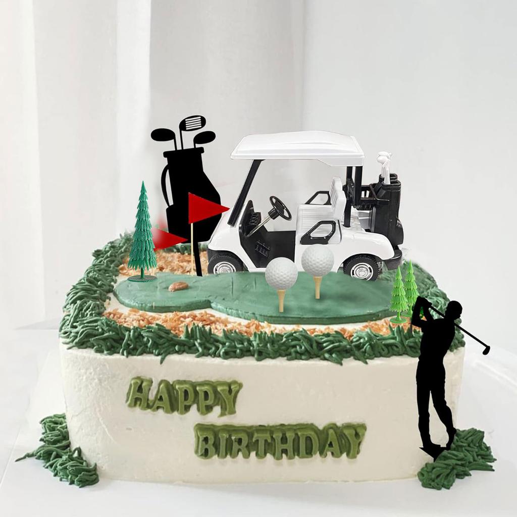 Decorazioni per Torta da Golf Direzione Il Green Topper per Torta Decorazioni di Compleanno per Golfisti con Carrello Bandierina Palla da Golf per Uomini Sport
