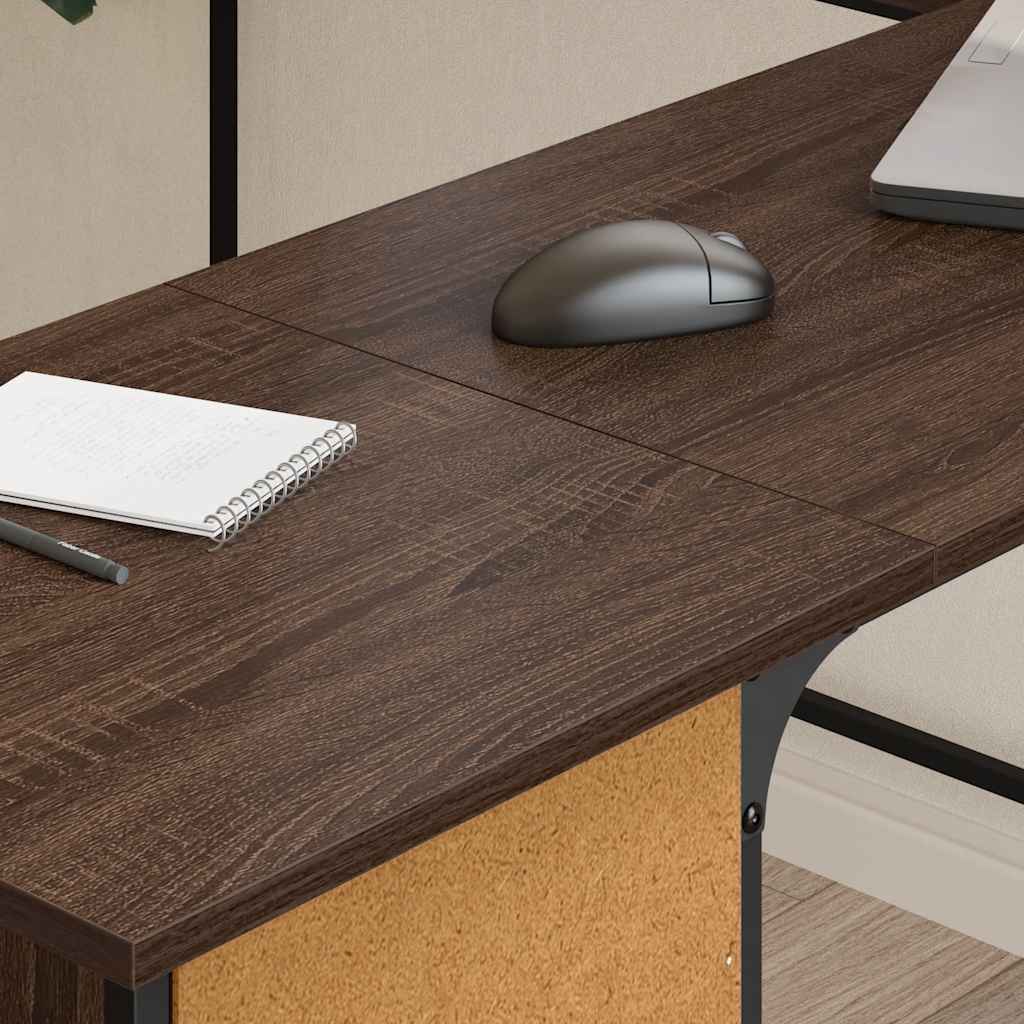 Desk Brown Oak Effect 141 x 141 x 75 cm Particleboard
