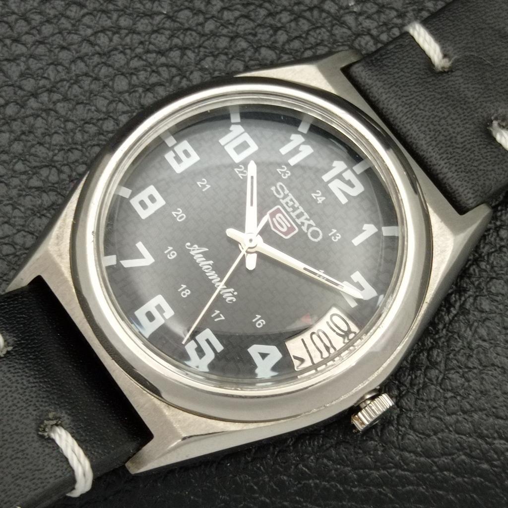 USED VINTAGE SEIKO 5 AUTOMATIC 7025A JAPAN MENS BLACK COLOR DIAL WATCH A434210-2 R120-a434210