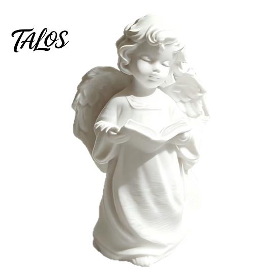 Desktop Ornament, Angel Design Sculpture with Curly Hair Texture And Layered Wings, 3D Printed Decorative Figurine for Study Room Bedroom Decor