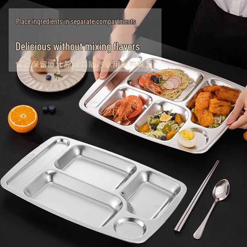Huihuang 304 Stainless Steel 6-Compartment Meal Tray
