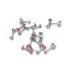 16G Stainless Steel Pink Zircon Lip and Nose Stud Set