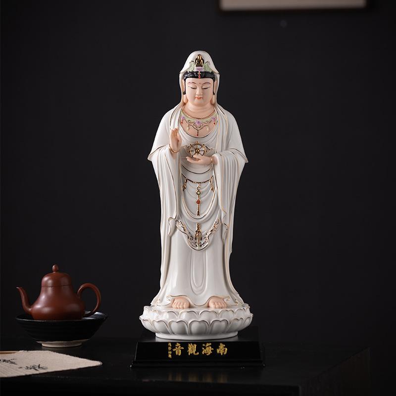 12in Guanyin Bodhisattva Buddha Statues Ceramic Statues Avalokitesvara Buddha God HOME Shrine Altar FENG SHUI Statue Home Decor