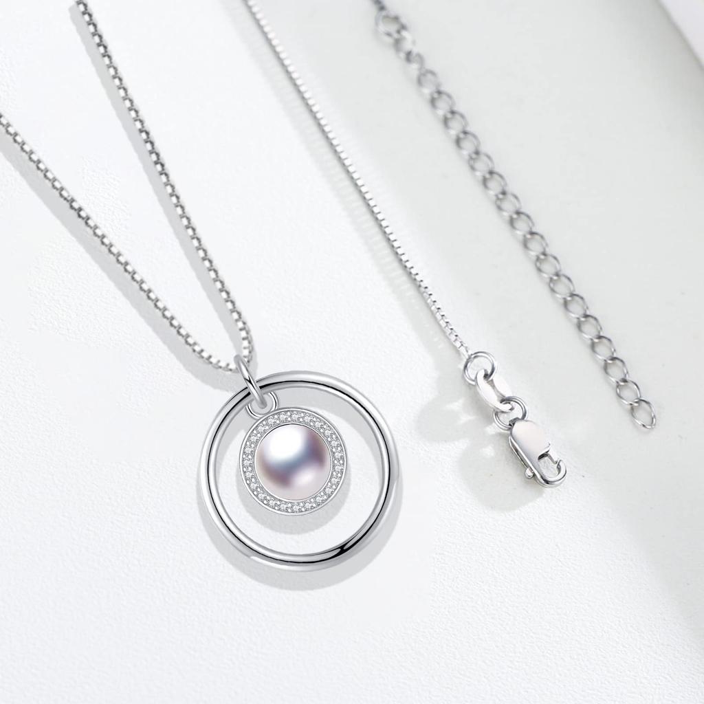 CUOKA MIRACLE I Love You Necklace, 100 Languages, 925 Sterling Silver, Projection Round Onyx Pendant, Memory Color Bone Necklace, Projection Gift for