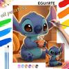 Oil Painting Art Painting Set Cute Stitch with Coffee Mug Home Wall Decor Handmade Gift