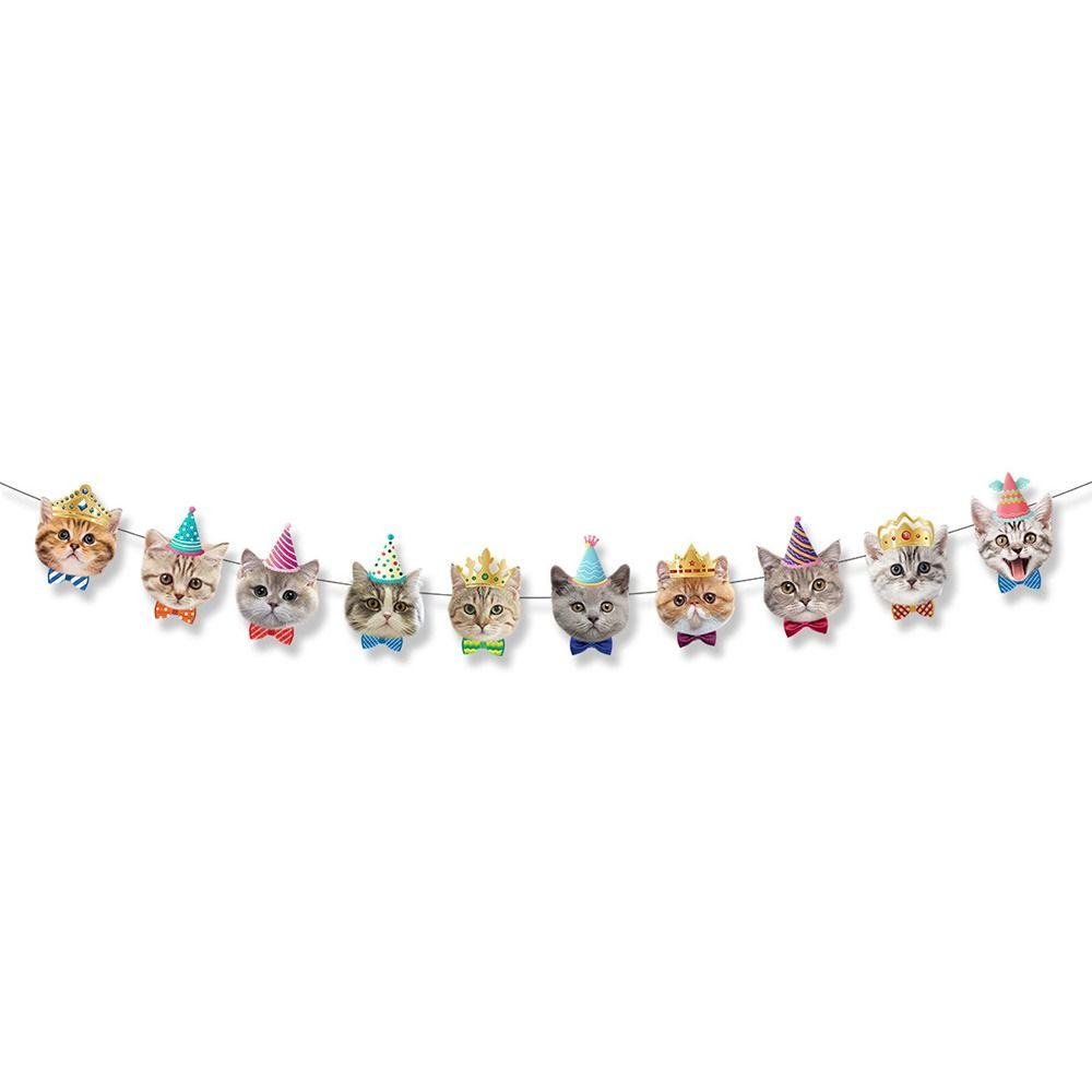 Multicolor Pet Cat Party Banner Cartoon Cat Birthday Party Decoration  Home Decoration