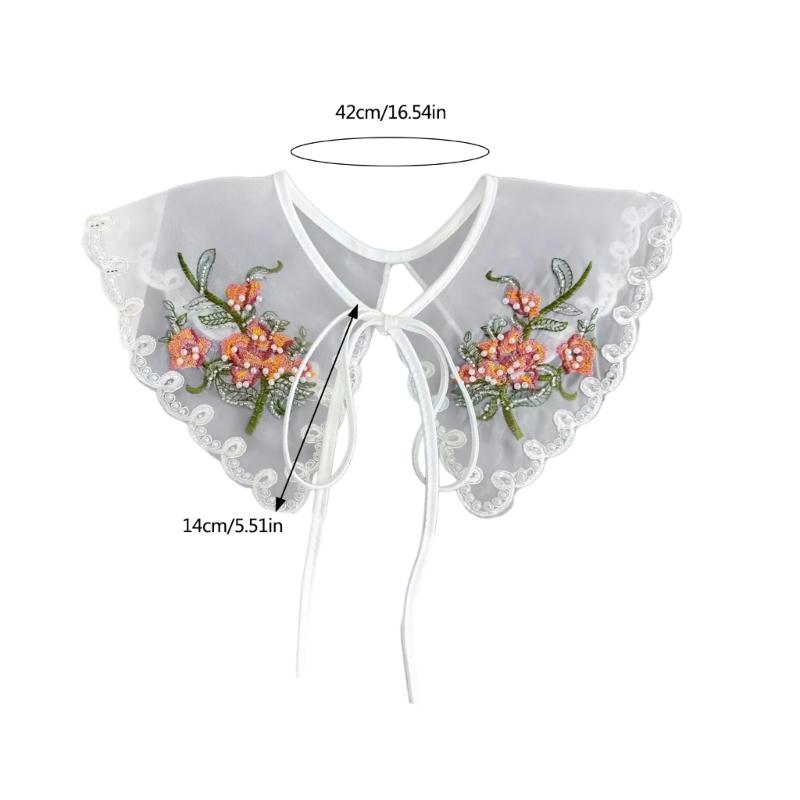 Elegant Lady False Collar Sewing Applique Necklines Decorative Coat Shirt Sweater Embroidery Flower False Collar