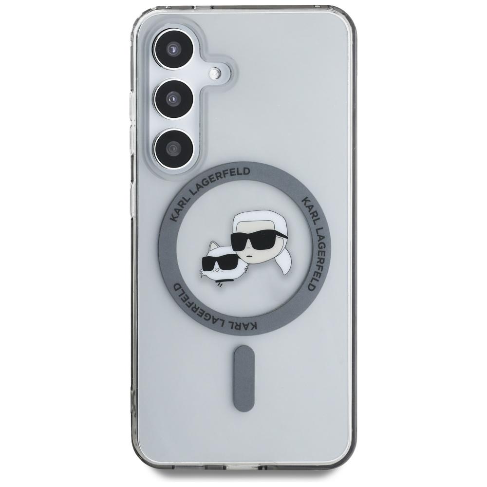 Karl Lagerfeld Button Case Karl & Choupette Heads Printed Logo Magsafe For Samsung Galaxy S25 Black