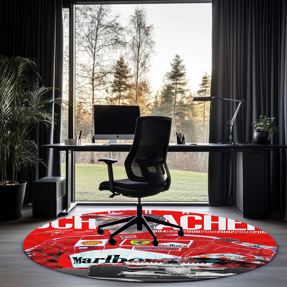 Michael Schumacher Printed Round Rug Carpet Chair Rug Area Rug Entryway Doormats,for Office Chair Living Room Bedroom Kitchen Room.