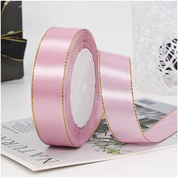 Gift Satin Ribbons Wholesaler 1inch 100% Polyester Christmas Ribbon Gold Wired Edged Satin Ribbon Roll Accept Print Logo