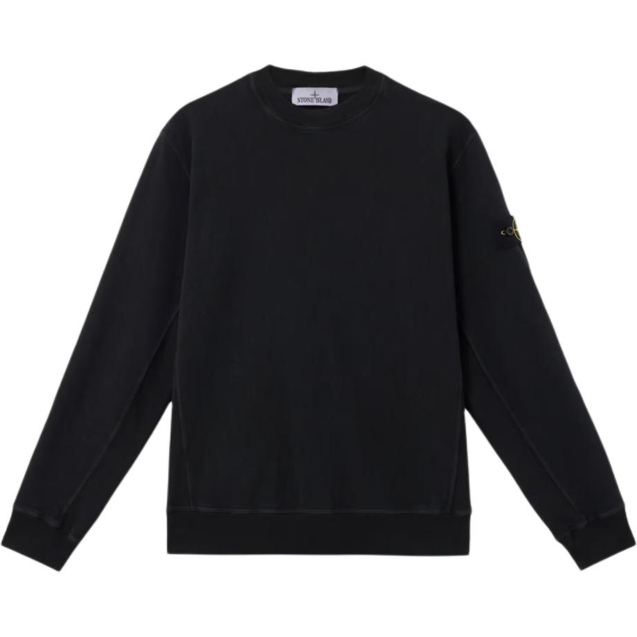 Stone Island Solid Logo Long Sleeve Crewneck Sweatshirt Men sweatshirts Black K1S1561000-20S0060-V0029