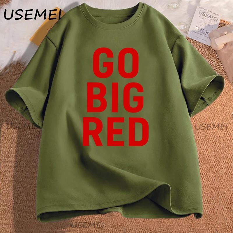 

Go Big Red T Shirt Football Volleyball Basketball Tee Men Women Game Day TShirt Casual Printed Cotton Shortsleeve Tees 4XL