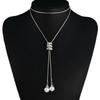 Classic Simple Long Pearl Spiral Adjustable Pendant Necklace For Women Girls Exquisite Versatile Sweater Chain Accessories Gifts
