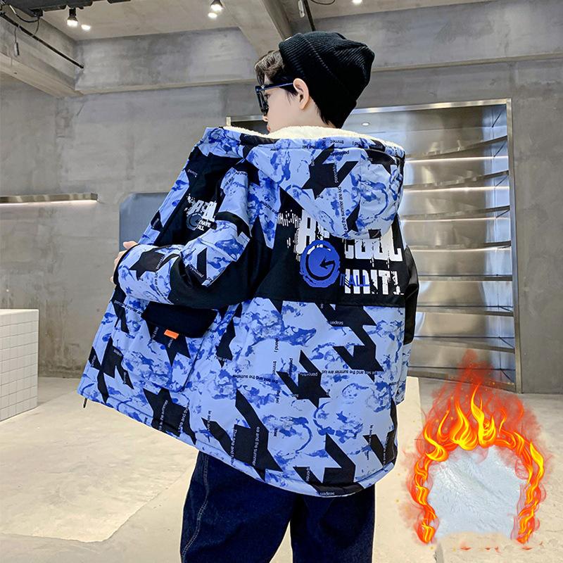 Zimní dětský bavlněný kabát s kapucí Chlapecká teplá bunda parka na zip Móda