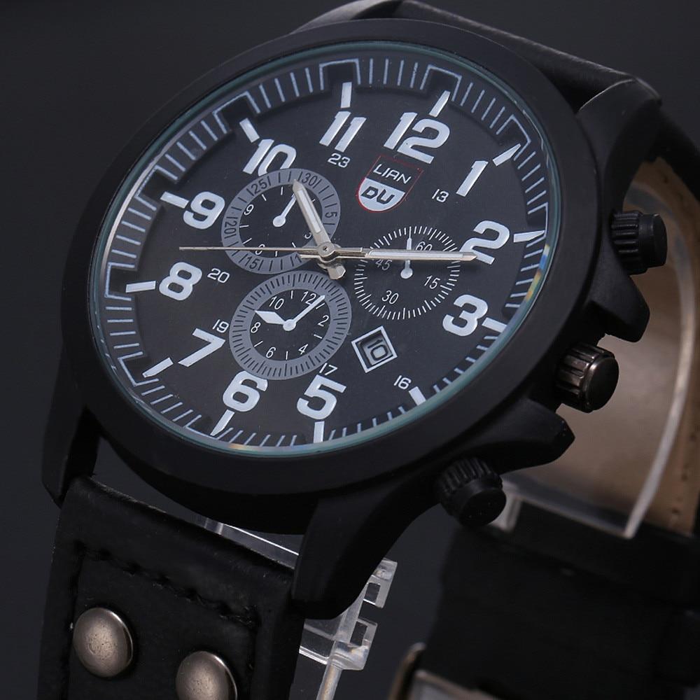 Vintage Classic Watch Men Watches Stainless Steel Waterproof Date Leather Strap Sport Quartz Army