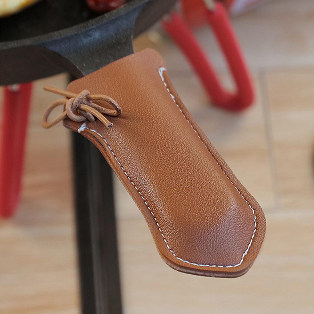 Pots Handle Holder Leather Insulated Hot Potholder Protector Sleeve Reusable Grip Cover Cookware Parts Home Picnic
