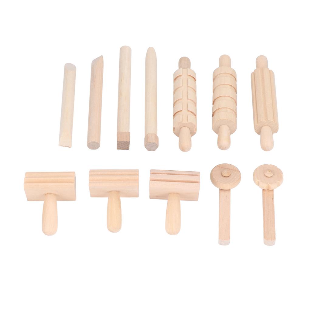 12PCS Kids Rolling Pin Toy Safe Eco Friendly Pressed Clay Toys DIY Hand Crafted Rolling Pin Set for