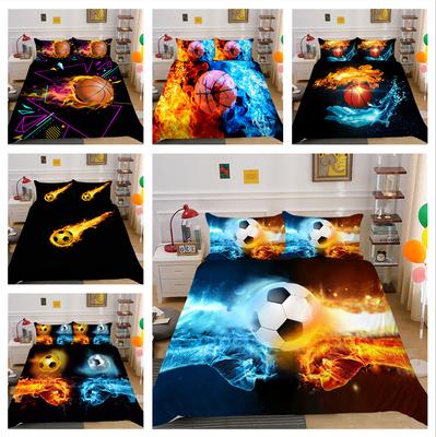 3D Fireball Bedding Full-size Football or Basketball Bedspread Set Is Suitable for The Home Decoration of The Room for Boys and Men Sports Lovers