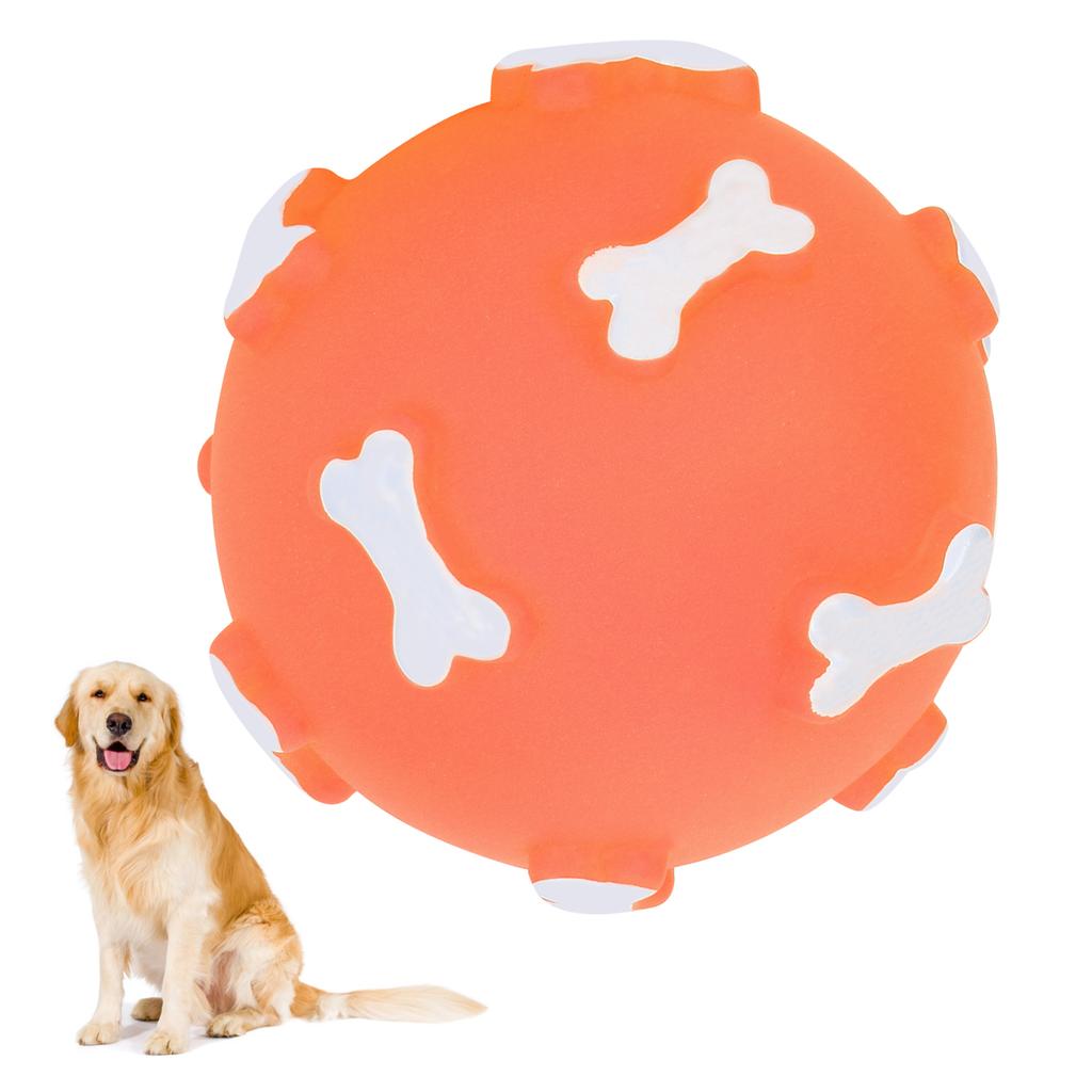 Vinyl NonPoisonous Outdoor Squeaky Vocal Ball Dog Clean Teething Chew Toys Pet Supply(Orange )