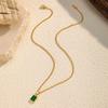 European and American INS Wind Simple Green Geometric Pendant Titanium Steel Clavicle Chain Women's Necklace Stainless Steel Jewelry