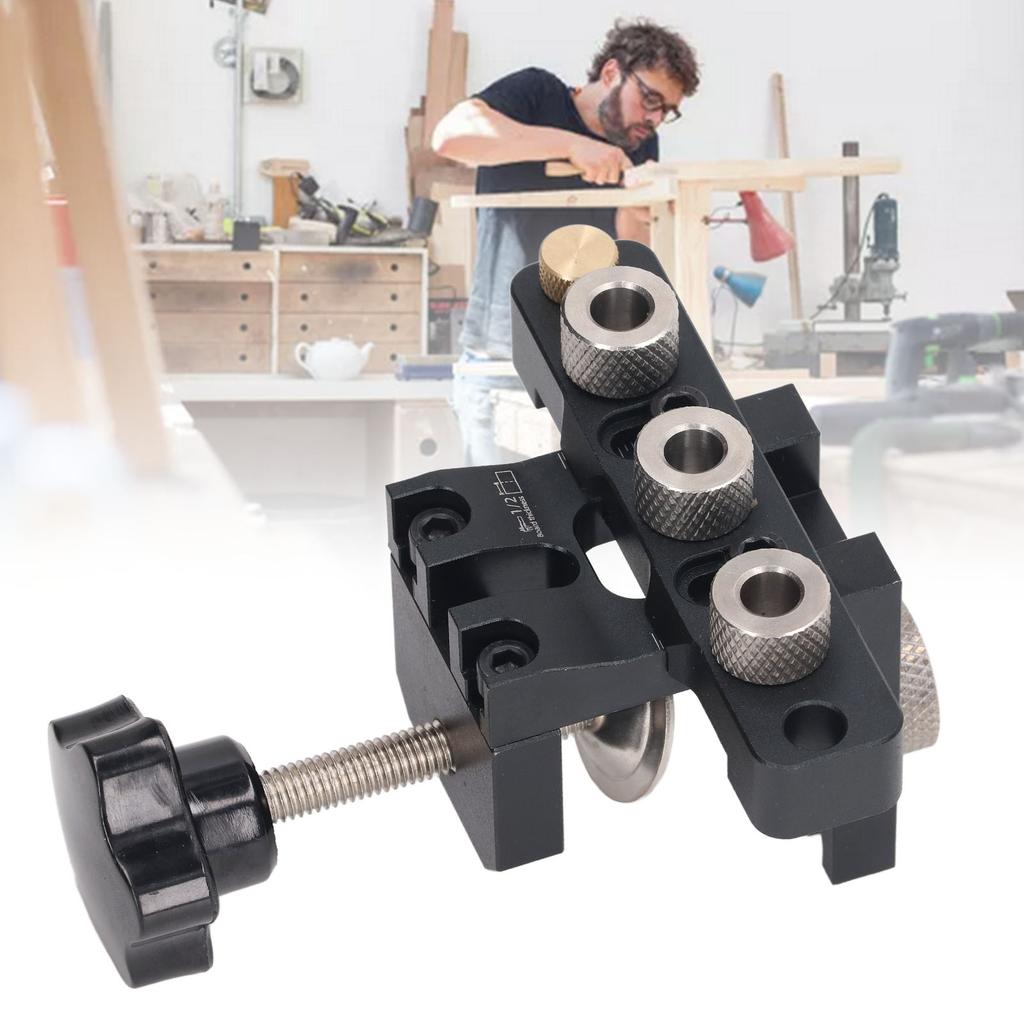 3 In 1 Hole Jig Kit Aluminum Alloy Woodworking Drilling Locator Round Wood Dowel Drill Kit Dowel Drill Kit