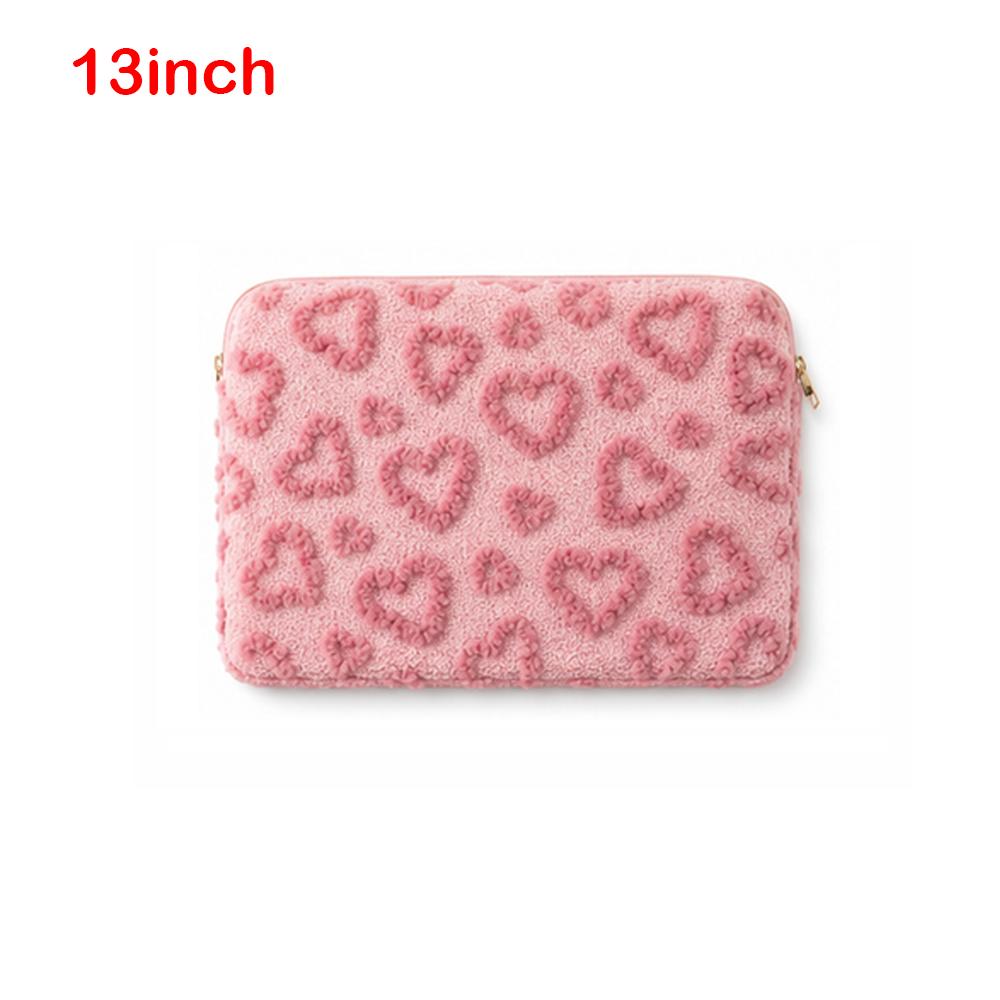Plush Notebook Computer Sleeve Heart Pattern Protective Device Case Tablet Sleeve Daily Commuting