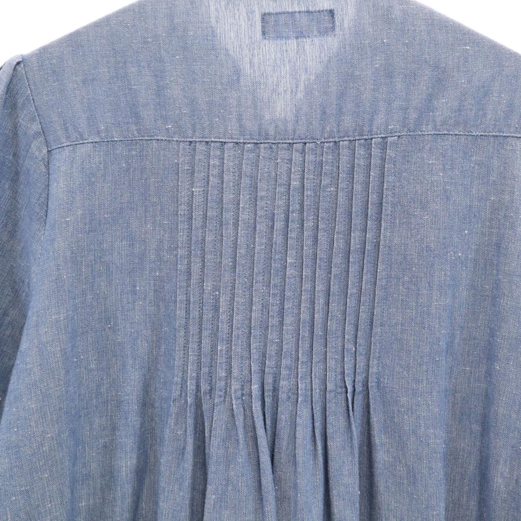 BEAMS BOY Five-quarter Sleeve Frill One Piece Blue Women Used