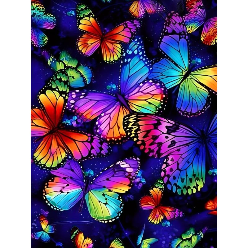 Women's Tee - Rainbow Butterfly Pattern Graphic, Vibrant Colorful Insect Design for Casual Daily Wear