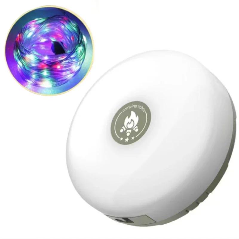 Solar Lights Outdoor Camping Light 10meter String Light Outdoor Tent Light RGB Atmosphere Light LED Flashlight with Hook