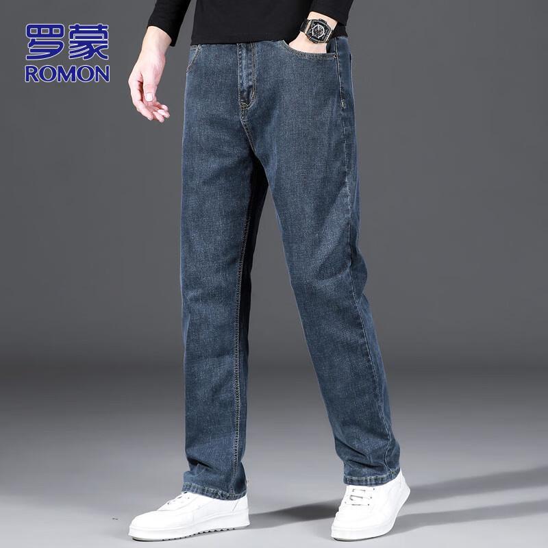 ROMON Men's Straight Loose Fit Denim Jeans