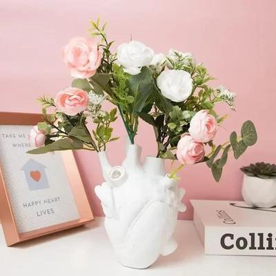Heart Vase Anatomical Heart Shaped Flower Vase Decorative Ornament Craft for Farmhouse Living Room Bedroom Countertop