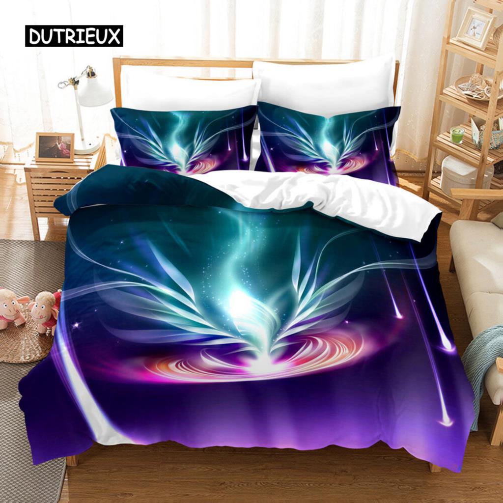 Trippy Duvet Cover Set Abstract Art Psychedelic Spiral In Vivid Rainbow Colors Bedding Set King Size Warped Space Quilt Cover