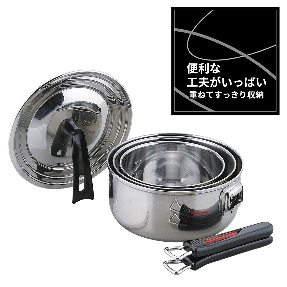 Wahei Freiz Folias One-Touch Cooker 3-Piece Set, IH Compatible, Stainless Steel, Made In Japan (FM-8157)