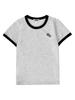 Lupeu Color Block Logo Horse Print Ringer Short Sleeve T-Shirt Ivory (White Melange)
