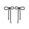 Elegant Black Bow Tassel Earrings Sparkling Rhinestone Small Earrings Elegant Trend Prom Earrings Women's Earrings 1 Pair