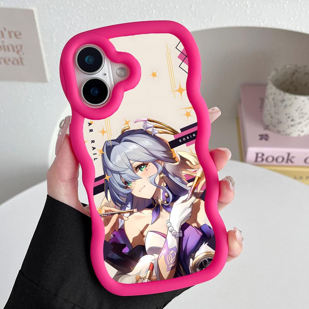 HSR Robin Wavy Edge TPU Mobile Phone Case for iPhone 17 16 15 14 13 12 11 Air Pro Max Plus Colorful Cover