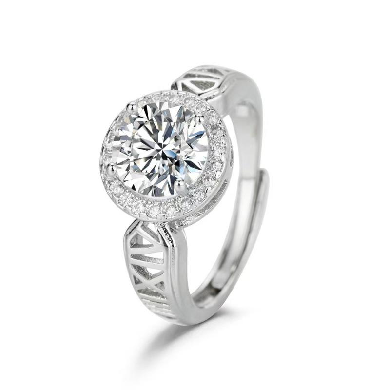 

Roman Numeral Simulated High Carbon Diamond Adjustable Ring for Women Adjustable Open Size