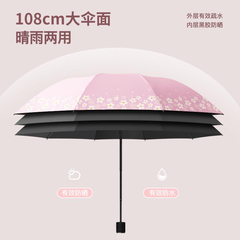 Double umbrella dual-purpose female plus size thickened reinforcement manual folding sunshade sunscreen UV protection sun umbrella