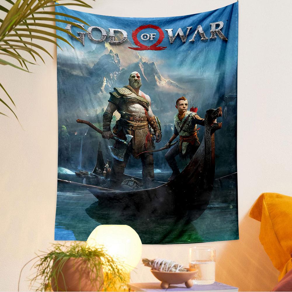 God of War Tapestry Wall Hanging, Greek Mythology Game, Wall Decor for Bedroom Living Room Dorm