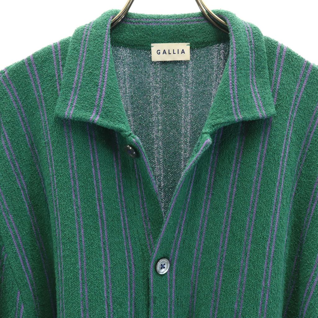 GALLIA Made In Italy Striped Pattern Long Sleeve Pile Ground Cardigan Men's Used