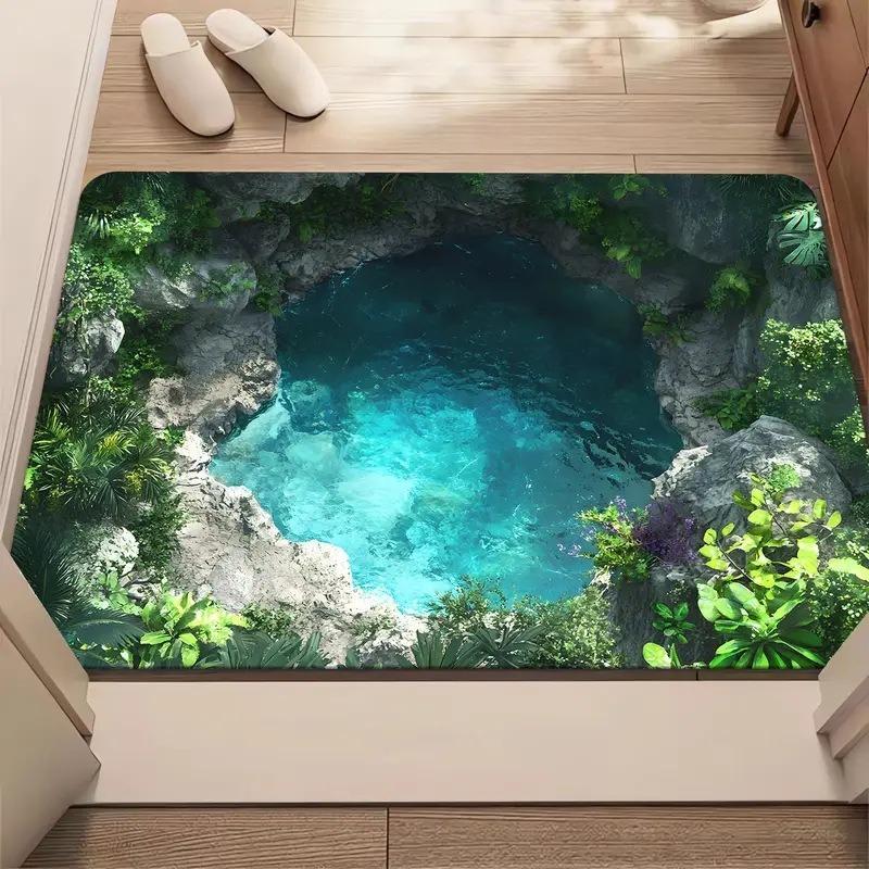 

3D Оптична Ілюзія Бездонна Прірва Доріжка Нековзка Дверна Доріжка Машинне Прання для Ванної Кімнати Спальні Кемпінгу Йоги Міцний Килимок для Підлоги 50x80cm