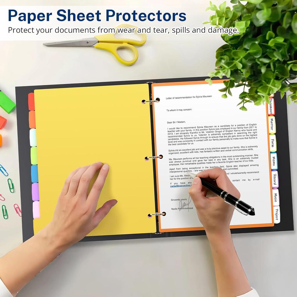 Binder Dividers with Tabs, 16Pcs/2 Set 3 Ring Binder Dividers, 3 Hole Punched Dividers Index Write On Tab Dividers Colored Letter Size for School